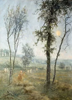 Cecil Collection: Haymaking By Moonlight, 1876. Creator: Cecil Gordon Lawson