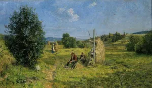 Gerhard Morgenstjerne Munthe Prints: Haymaking, Vik at Stange, 1884. Creator: Gerhard Munthe