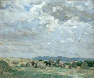Tonalism Prints: Haytime, Midlothian, 1908. Creator: John Campbell Mitchell