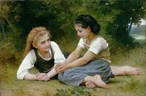 Gathering Prints: The Hazelnuts (The Nut Gatherers), 1882. Creator: William-Adolphe Bouguereau
