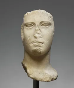 5th Century Prints: Head from an Acrolithic Statue, 440-420 BC. Creator: Unknown