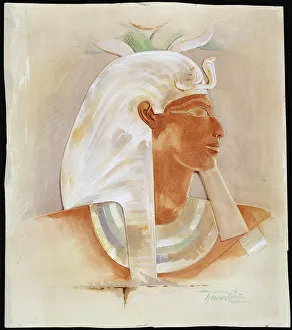 Head of the Ancient Egyptian Queen Makare Hatshepsut, (c early 20th century). Artist Head of the Ancient Egyptian Queen Makare Hatshepsut, (c early 20th century). Artist