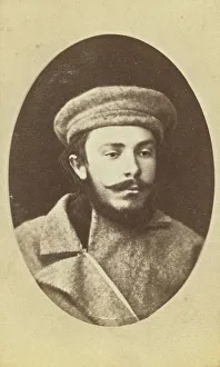 Head-and-shoulders portrait of a man, dressed in convict clothing, facing... between 1880 and 1886. Creator: Unknown