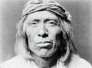 American Indian Collection: Head-and-shoulders portrait of Shiwawatiwa, a Zuni Indian, facing front, c1903