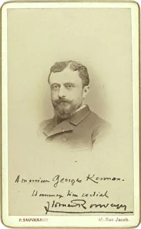 Autograph Prints: Head-and-shoulders portrait of unidentified man, between 1880 and 1886. Creator: Unknown