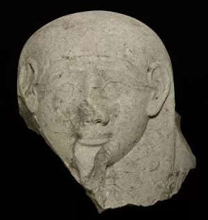 Head from an Anthropoid Sarcophagus, Egypt, Late Period / early Ptolemaic (664-220 BCE)