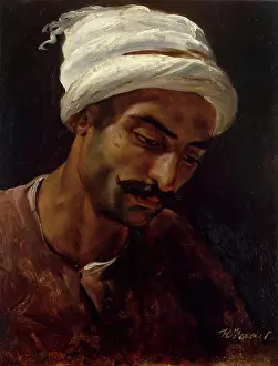 Turbans Prints: Head of an Arab, 1818. Creator: Emile Jean-Horace Vernet