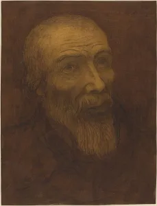 Legros Alphonse Prints: Head of a Bald Man with a Beard, 1906. Creator: Alphonse Legros