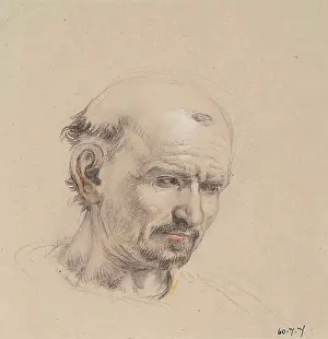 Political Event Prints: Head of a Bald Man - Study for Lord Patrick Lindsay of the Byres and Lord William Ruthven