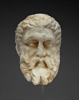 Funerary Prints: Head of a Bearded Man from a Funerary Monument, about 330 BC. Creator: Unknown