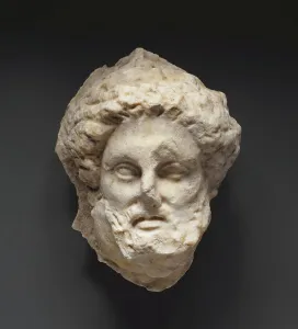 Funerary Prints: Head of a Bearded Man from a Grave Naiskos, about 340 BC. Creator: Unknown