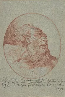 Head of a Bearded Man Looking Right, 1692. Creator: Mathias Fussli