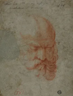 Head of a Bearded Man (recto) Sketches of Architectural Details (verso), n.d. Creator: Unknown