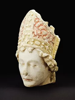 Mitre Collection: Head of a Bishop, c. 1500. Creator: Unknown