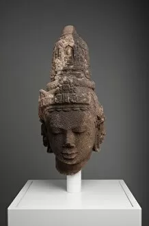 Andesite Collection: Head of Bodhisattva Avalokiteshvara, 9th century. Creator: Unknown