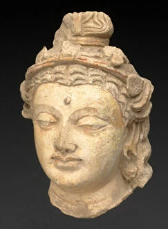 Head of a Bodhisattva, Kushan period, About 3rd / 5th century. Creator: Unknown