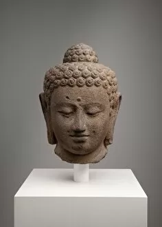 Andesite Collection: Head of Buddha, 9th century. Creator: Unknown