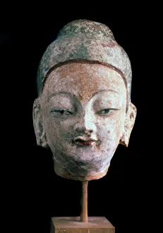 Religious Artefact Prints: Head of Buddha, (From the Ruins of old Idikutshari near Turfan), 8th-9th century
