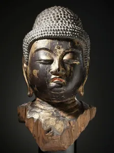 Heian Period Prints: Head of a Buddha (image 1 of 11), 1000-1050 A.D.. Creator: Unknown