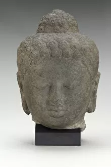 Andesite Collection: Head of the Buddha, Shailendra period, 8th century. Creator: Unknown