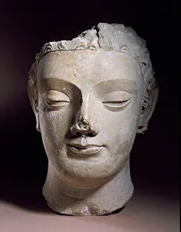Shaka Nyorai Prints: Head of Buddha Shakyamuni, 4th century. Creator: Unknown