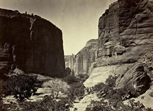 Head of Cañon de Chelle, Looking Down. Walls about 1200 feet in height, 1873