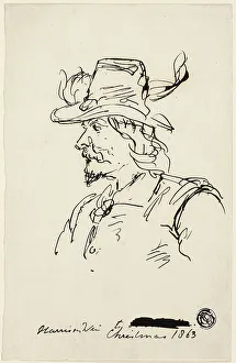 Cavalier Prints: Head of a Cavalier, 1863. Creator: Harrison Weir