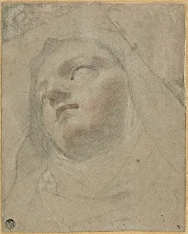 Laid Card Prints: Head of a Dominican Nun: Study for the Ecstasy of Saint Dominic