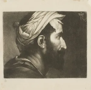 Rupert Prince Prints: Head of Executioner, from John Evelyn's Sculptura, 1755. Creator: Richard Houston
