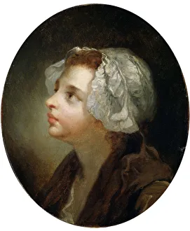 Greuse Prints: Head of a Girl, 18th century. Artist: Jean-Baptiste Greuze