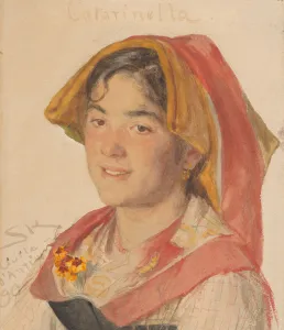 Head of an Girl from Civita d Antino in Regional Dress ('Catarinella'), 1890