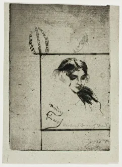 Roussel Theodore Prints: Head of a Girl Leaning on Her Hand, 1895 / 1900. Creator: Theodore Roussel