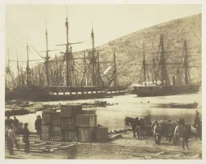 Salted Paper Print From The Album And Prints: Head of Harbour, Balaklava, 1855. Creator: Roger Fenton