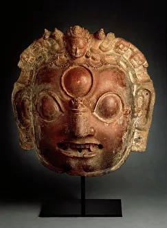 Furnishings Prints: Head of the Hindu God Bhairava from a Libation Vessel, Late 15th century. Creator: Unknown