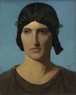 1824 1904 Prints: Head of an Italian Woman, 1847-1860. Creator: Jean-Leon Gerome (French, 1824-1904)