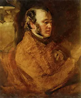 Oil On Board Prints: Head of John Phillip, RA, 1847. Creator: Charles Gow