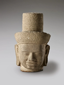 Sandstone Prints: Head of king or deity, 11th century. Creator: Unknown