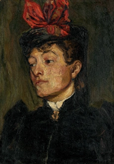 Hanula Josef Prints: Head of a Lady in a Hat, 1895. Creator: Jozef Hanula