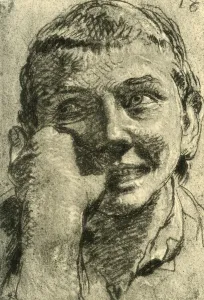 Tiepoli Prints: Head of a Laughing Boy, mid 18th century, (1928). Artist: Giovanni Battista Tiepolo
