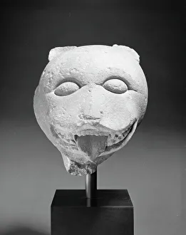 Red Sandstone Prints: Head of a Lion, 7th century. Creator: Unknown