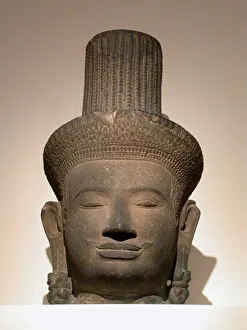 Angkor Gallery: Head of a Male Deity (Deva), Angkor period, 10th / 11th century. Creator: Unknown