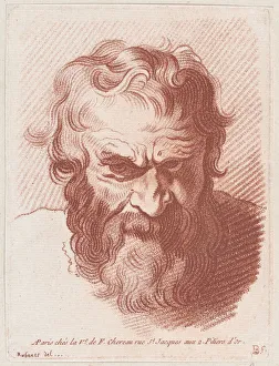 Red Ink Prints: Head of a man with a beard, ca. 1755-93. Creator: Louis Marin Bonnet