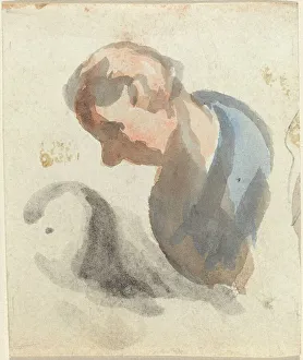 Watercolor Prints: Head of a Man. Creator: Honore Daumier