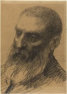 Legros Alphonse Prints: Head of a Man Facing Left. Creator: Alphonse Legros
