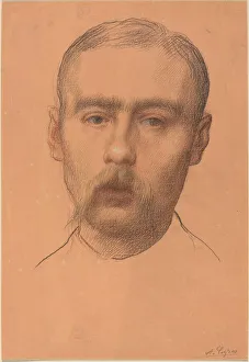 Blue Eyes Prints: Head of a Man (Possible Portrait of Professor E. D. Adams). Creator: Alphonse Legros