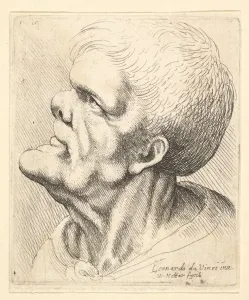 Wenceslaus And Xa0 Prints: Head of a man with protruding chin and snub nose looking upwards in profile to left