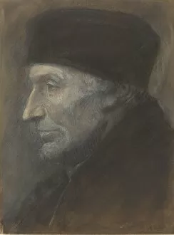 Images Dated 24th June 2021: Head of a Man with a Skullcap. Creator: Alphonse Legros