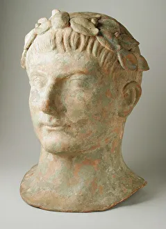 Etruria Prints: Head of a Man Wearing a Laurel-Wreath, 2nd century BC. Creator: Unknown