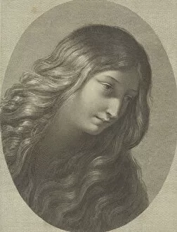 Guido Gallery: The head of Mary Magdalene looking down to the right, in an oval frame, after Ren... ca