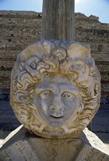 Lepcis Magna Prints: Head of Medusa in the Severan forum of the ancient Roman city of Leptis Magna, Libya